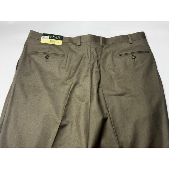 NWT Lauren Ralph Lauren Men's Pleated Cuffed Brown Gray Dress Pants - Size 40x32 - Picture 4 of 6